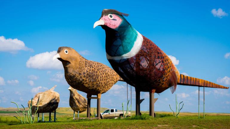 Giant pheasant sculptures along the Enchanted Highway in North Dakota Giant pheasant sculptures along the Enchanted Highway in North Dakota